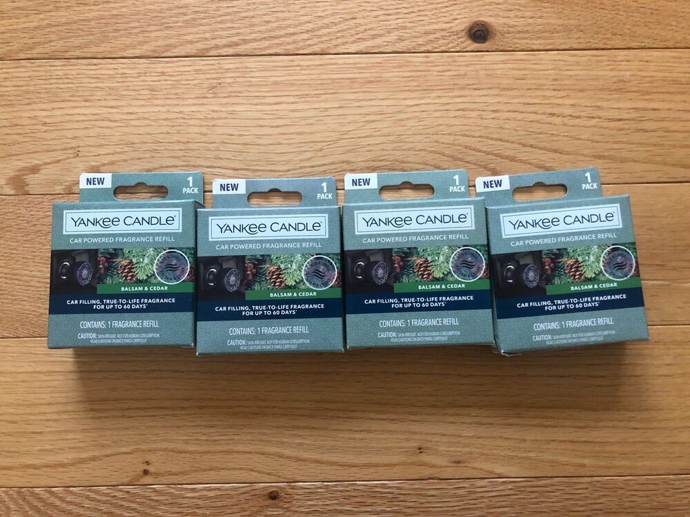 4 Yankee Candle Car Powered Fragrance Refills Midsummer’s Night- Balsam & Cedar